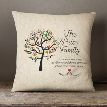 Personalised Cream Chenille Cushion - Family Name Quote 2